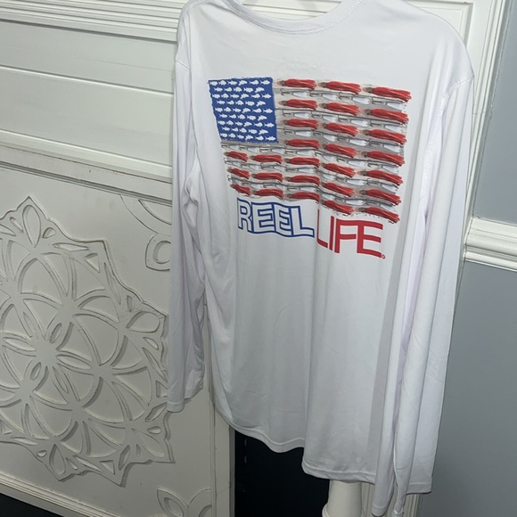 Reel Life “American Flag” long sleeve shirt UPF 50+  Large - Picture 4 of 5